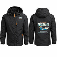Thumbnail for Britten-Norman BN-2A Mk III Trislander Stylish Jackets - Hooded Windbreaker - Cartoon - Black