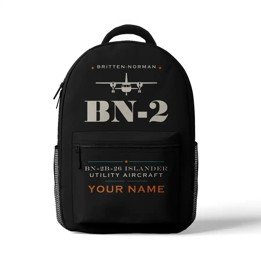 Britten-Norman BN-2B-26 Islander - 3D Backpack - Heritage + Name - Black