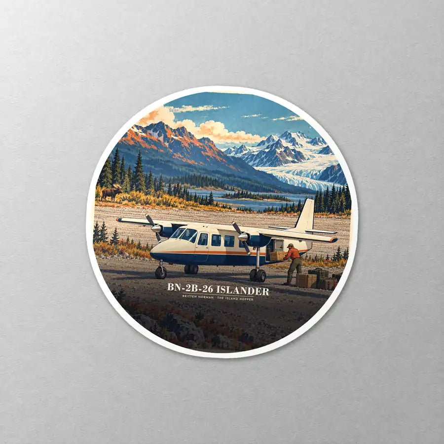 Britten-Norman BN-2B-26 Islander - 3D - Circle Sticker - Close-up