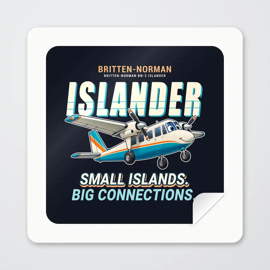 Britten-Norman BN-2B-26 Islander - Cartoon - Square Sticker - Peel