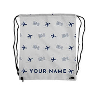 Thumbnail for Britten-Norman BN-2B-26 Islander - Drawstring Bag - 3D Pattern + Name - Light Gray