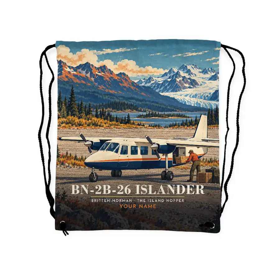 Britten-Norman BN-2B-26 Islander - Drawstring Bag - 3D Scene + Name