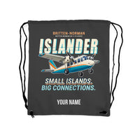 Thumbnail for Britten-Norman BN-2B-26 Islander - Drawstring Bag - Cartoon + Name - Gray