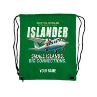 Thumbnail for Britten-Norman BN-2B-26 Islander - Drawstring Bag - Cartoon + Name - Green
