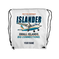 Thumbnail for Britten-Norman BN-2B-26 Islander - Drawstring Bag - Cartoon + Name - White
