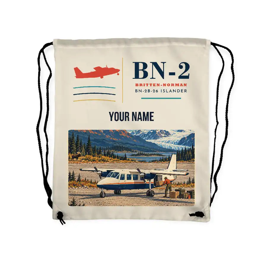 Britten-Norman BN-2B-26 Islander - Drawstring Bag - Classic + Name - Beige