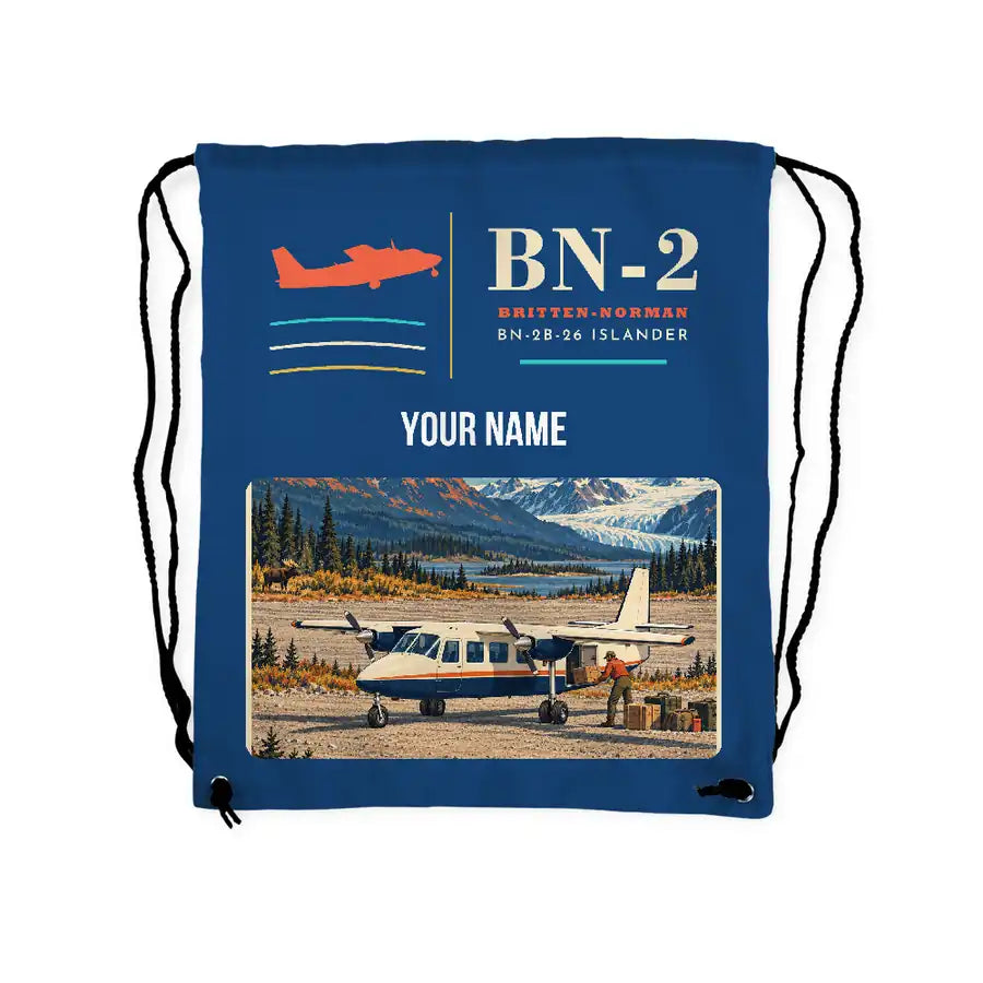 Britten-Norman BN-2B-26 Islander - Drawstring Bag - Classic + Name - Blue