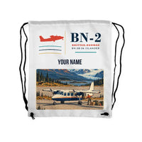 Thumbnail for Britten-Norman BN-2B-26 Islander - Drawstring Bag - Classic + Name - White