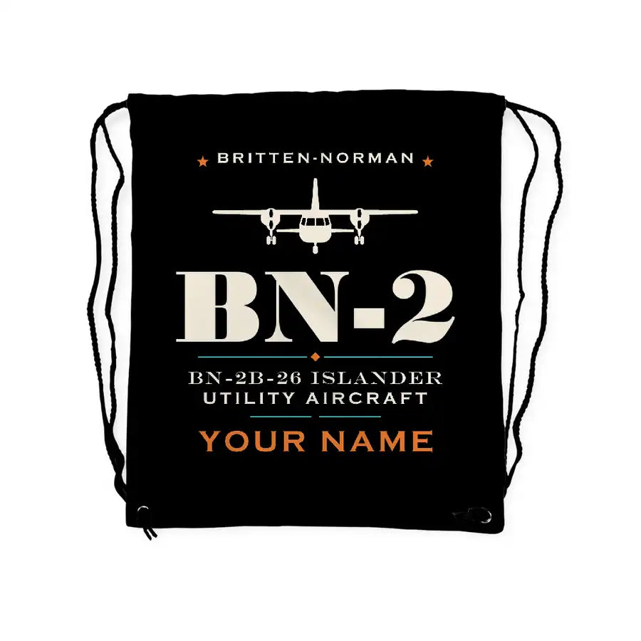 Britten-Norman BN-2B-26 Islander - Drawstring Bag - Heritage + Name - Black