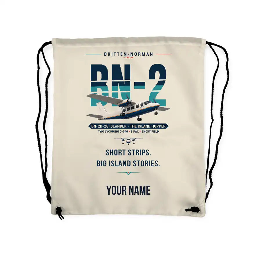 Britten-Norman BN-2B-26 Islander - Drawstring Bag - Original + Name - Beige