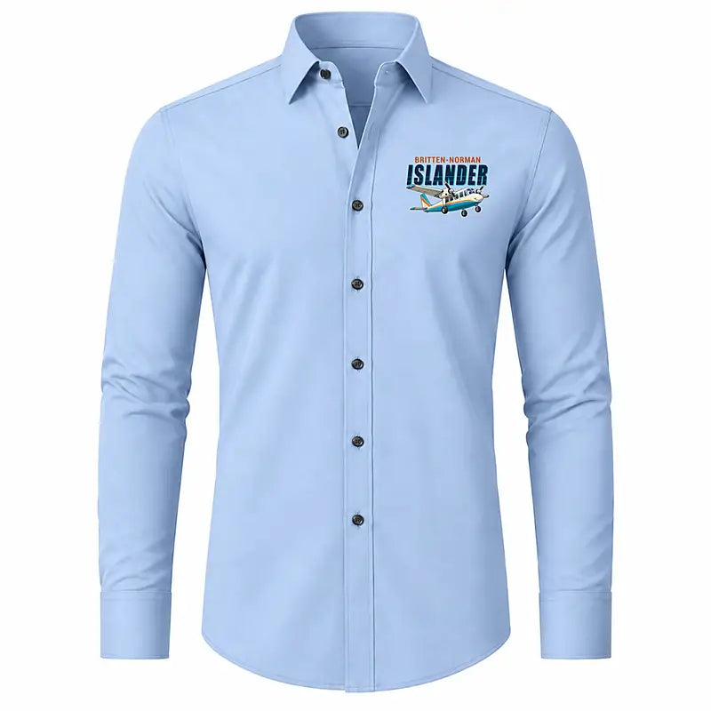 Britten-Norman BN-2B-26 Islander - Long Sleeve Shirt - Cartoon - Light Blue