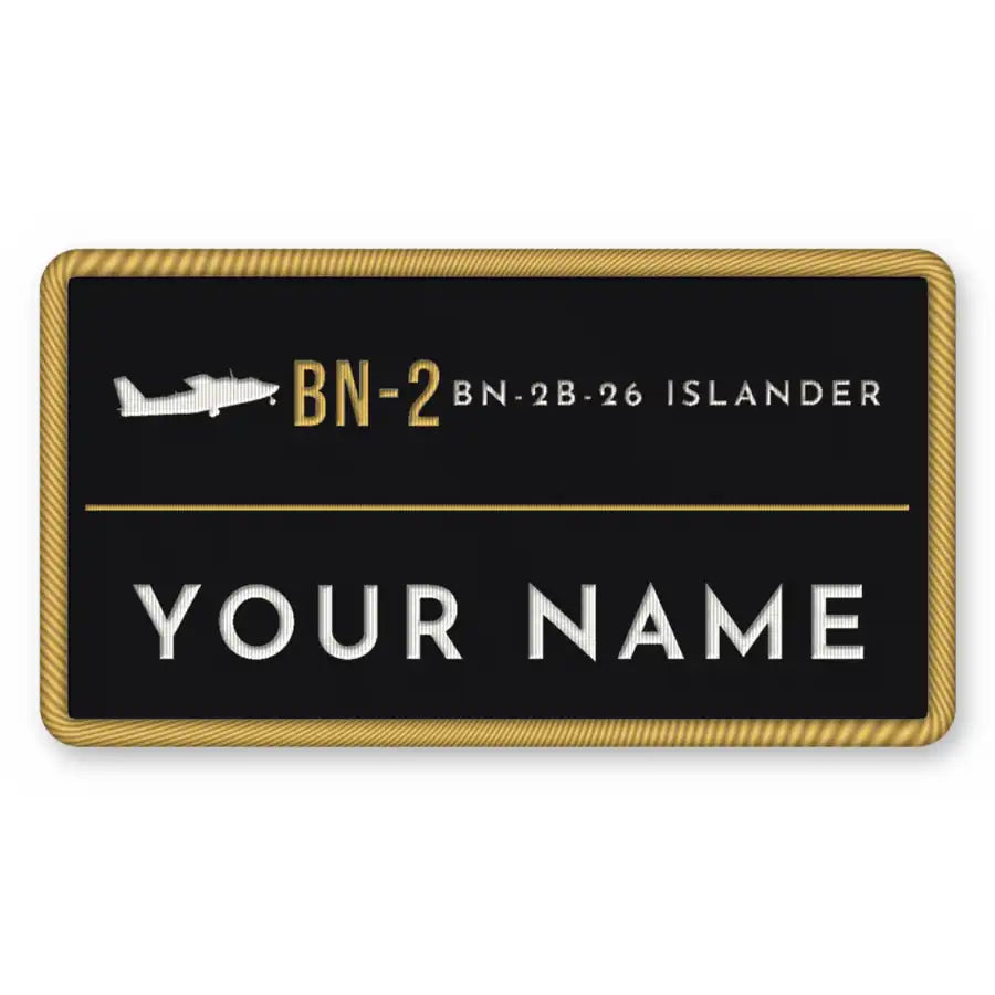 Britten-Norman BN-2B-26 Islander Patches - Rectangle + Name - Black Gold