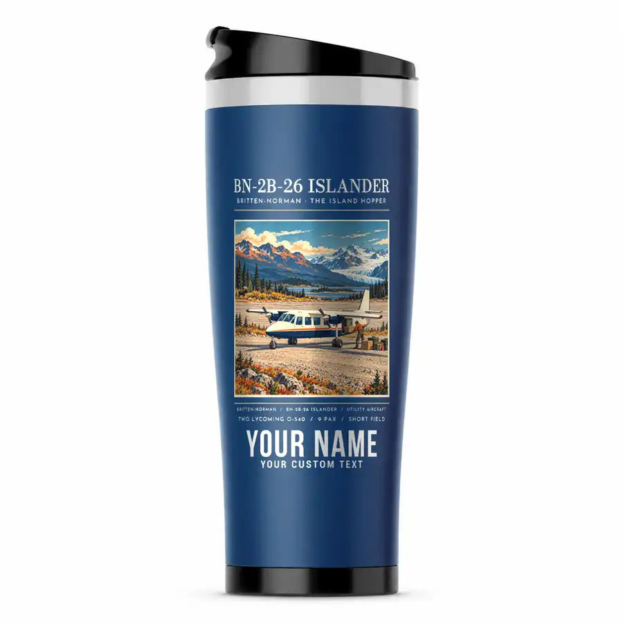 Britten-Norman BN-2B-26 Islander - Poster + Name - Stainless Steel (No Holder) - Blue