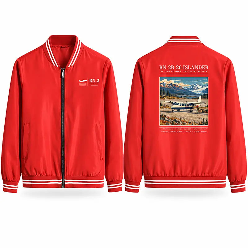 Britten-Norman BN-2B-26 Islander Stylish Jackets - Baseball Collar - Poster - Red