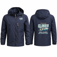 Thumbnail for Britten-Norman BN-2B-26 Islander Stylish Jackets - Hooded Windbreaker - Cartoon - Navy Blue