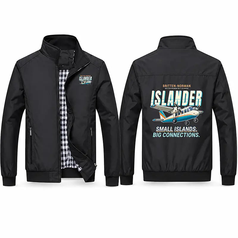 Britten-Norman BN-2B-26 Islander Stylish Jackets - Stand Collar - Cartoon - Black