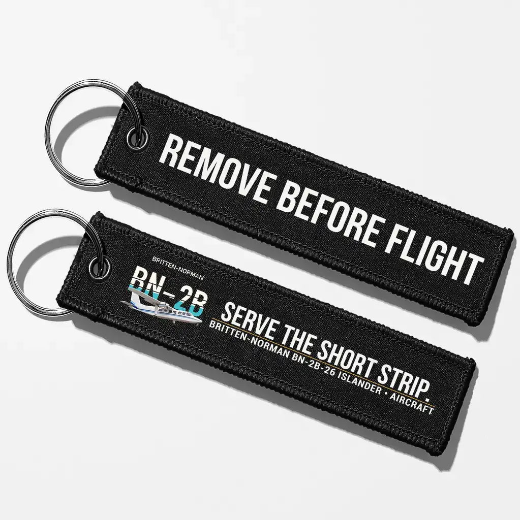Britten-Norman BN-2B-26 Islander Aviator Key Chains - Black - Remove Before Flight