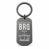 Thumbnail for Brno - Turany Airport BRQ - Key Chain - Boarding Pass Style - Black