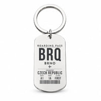Thumbnail for Brno - Turany Airport BRQ - Key Chain - Boarding Pass Style - Silver