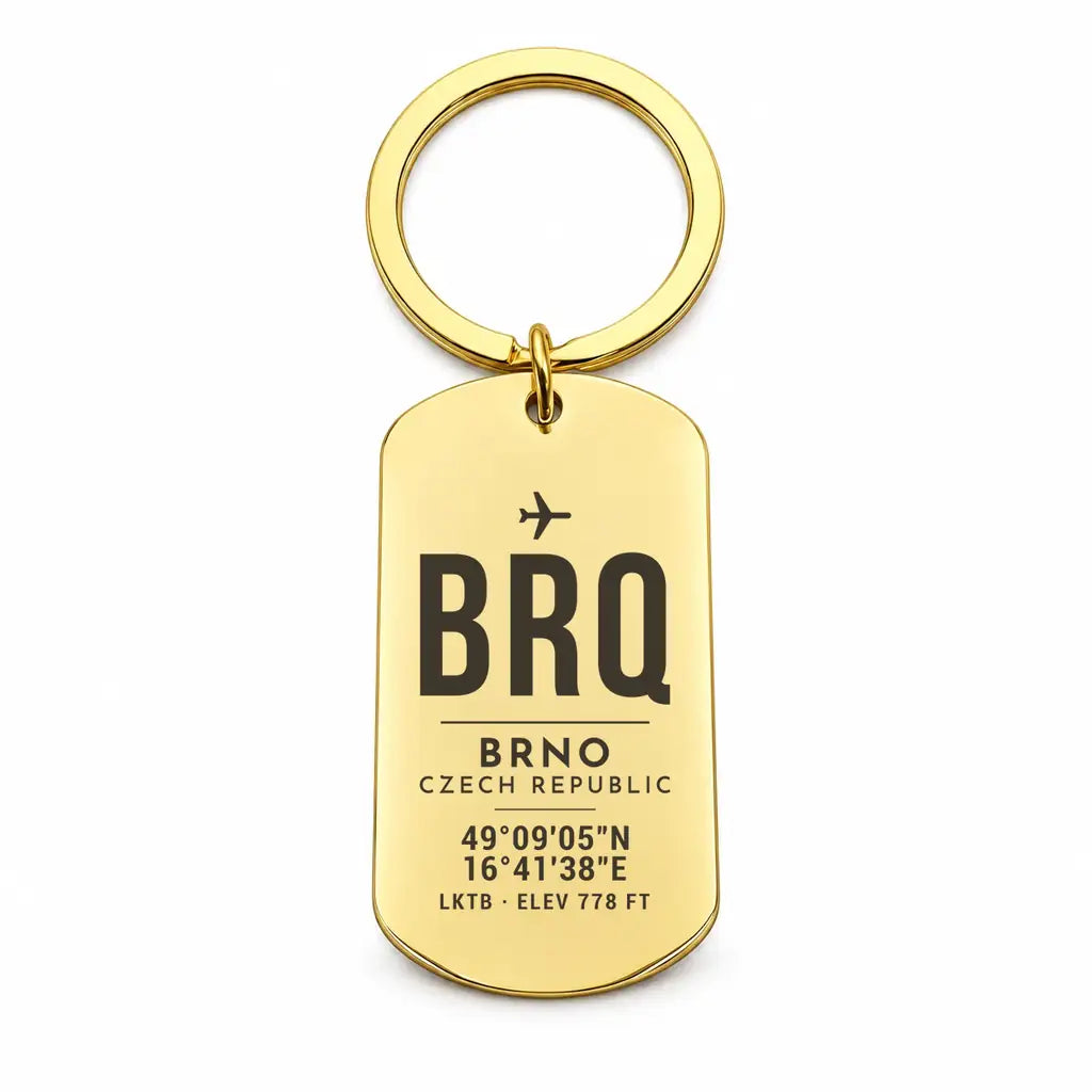 Brno - Turany Airport BRQ - Key Chain - Original Design - Gold