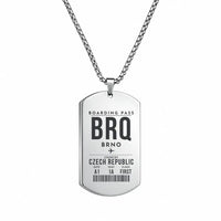 Thumbnail for Brno - Turany Airport BRQ - Necklace - Boarding Pass Style - Silver