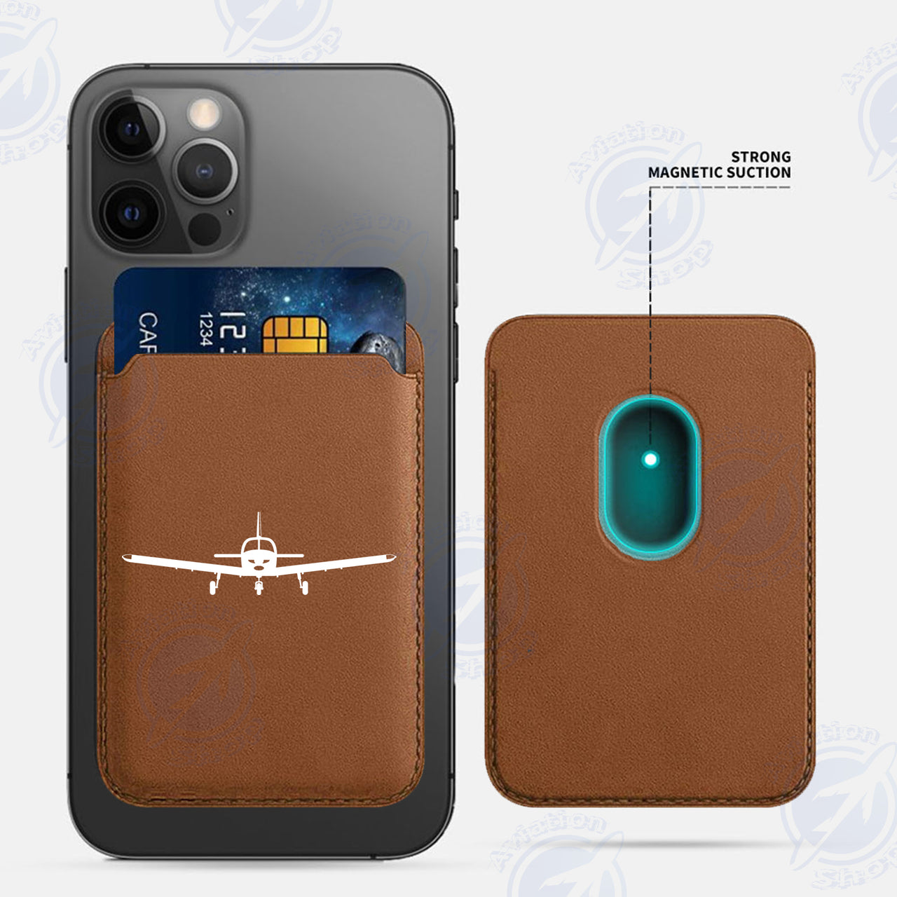 Piper PA28 Silhouette Plane iPhone Cases Magnetic Card Wallet