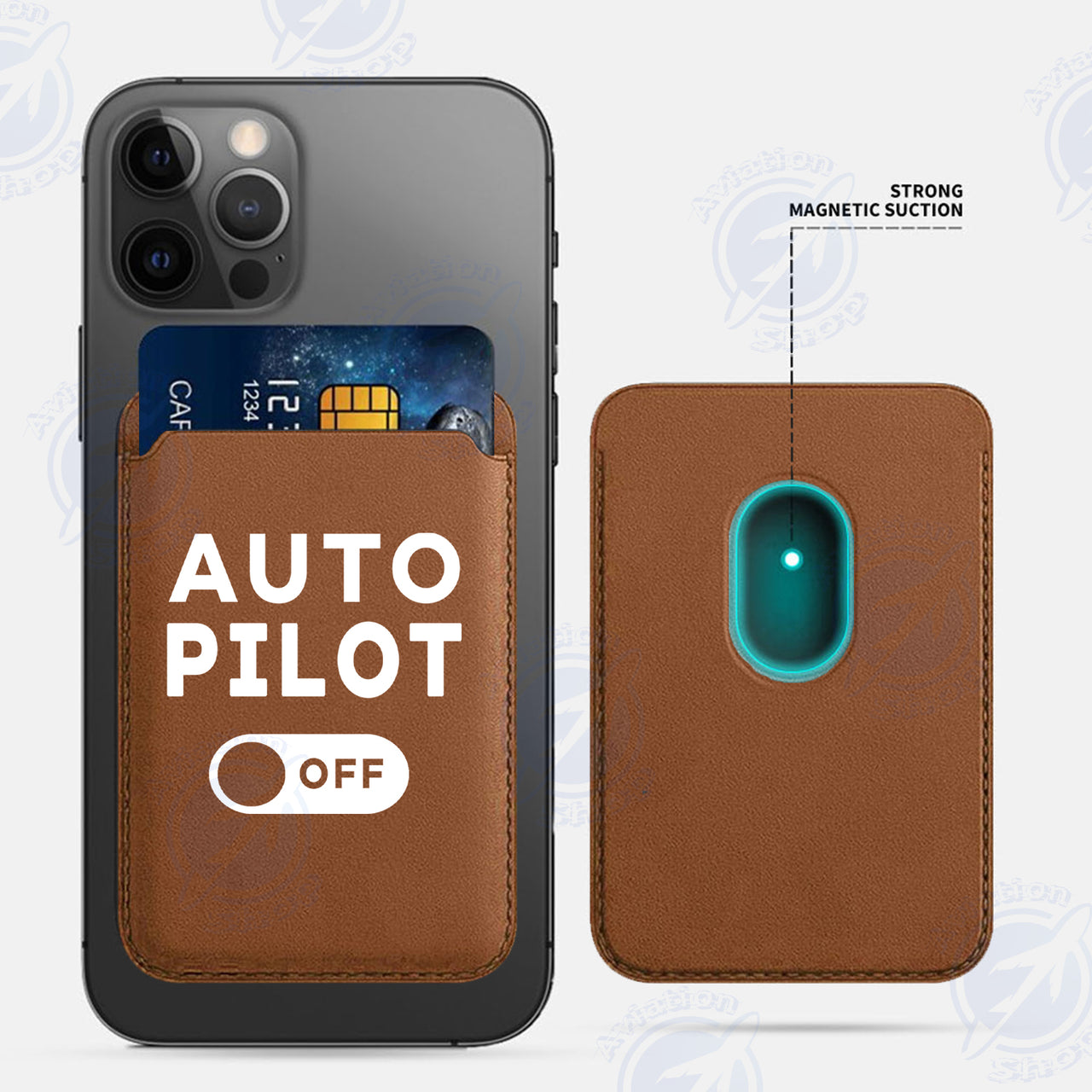 Auto Pilot Off iPhone Cases Magnetic Card Wallet