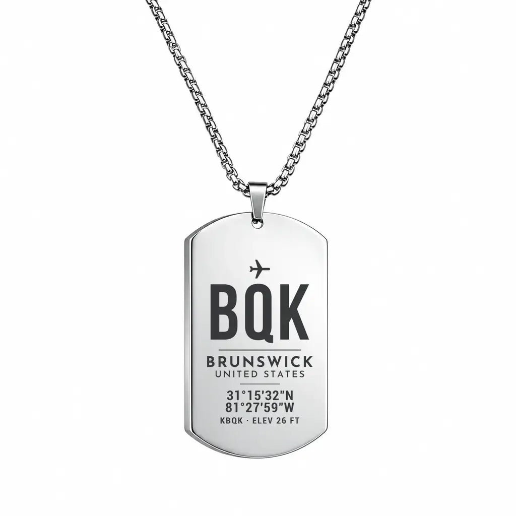 Brunswick Golden Isles Airport BQK - Necklace - Original Design - Silver