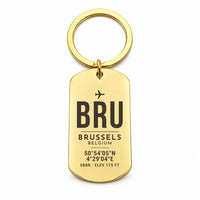 Thumbnail for Brussels Airport BRU - Key Chain - Original Design - Gold