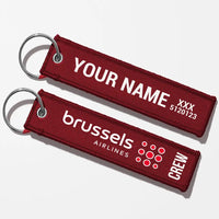 Thumbnail for Brussels Airlines Crew & Staff Tag Key Chains - Dark Red - Crew + Name