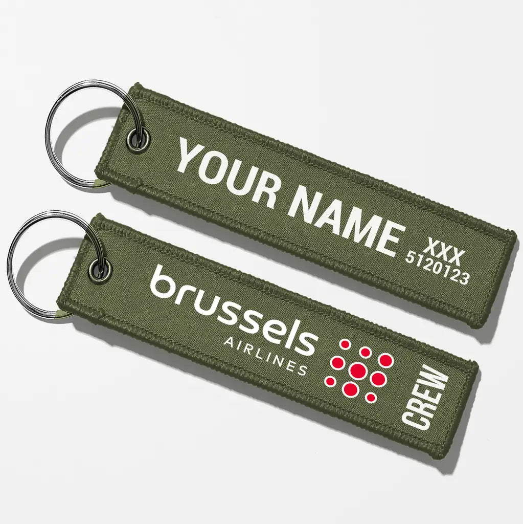 Brussels Airlines Crew & Staff Tag Key Chains - Green Army - Crew + Name