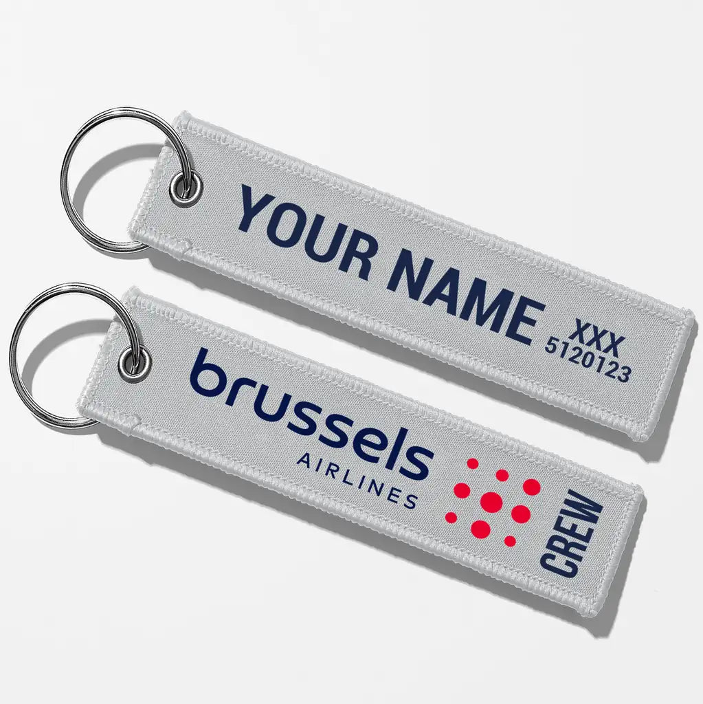 Brussels Airlines Crew & Staff Tag Key Chains - Light Gray - Crew + Name