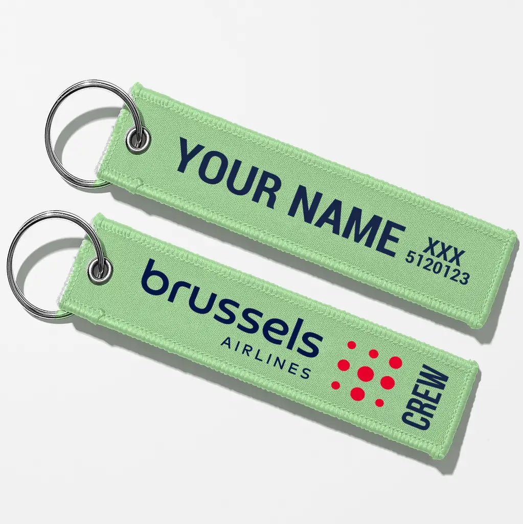 Brussels Airlines Crew & Staff Tag Key Chains - Light Green - Crew + Name