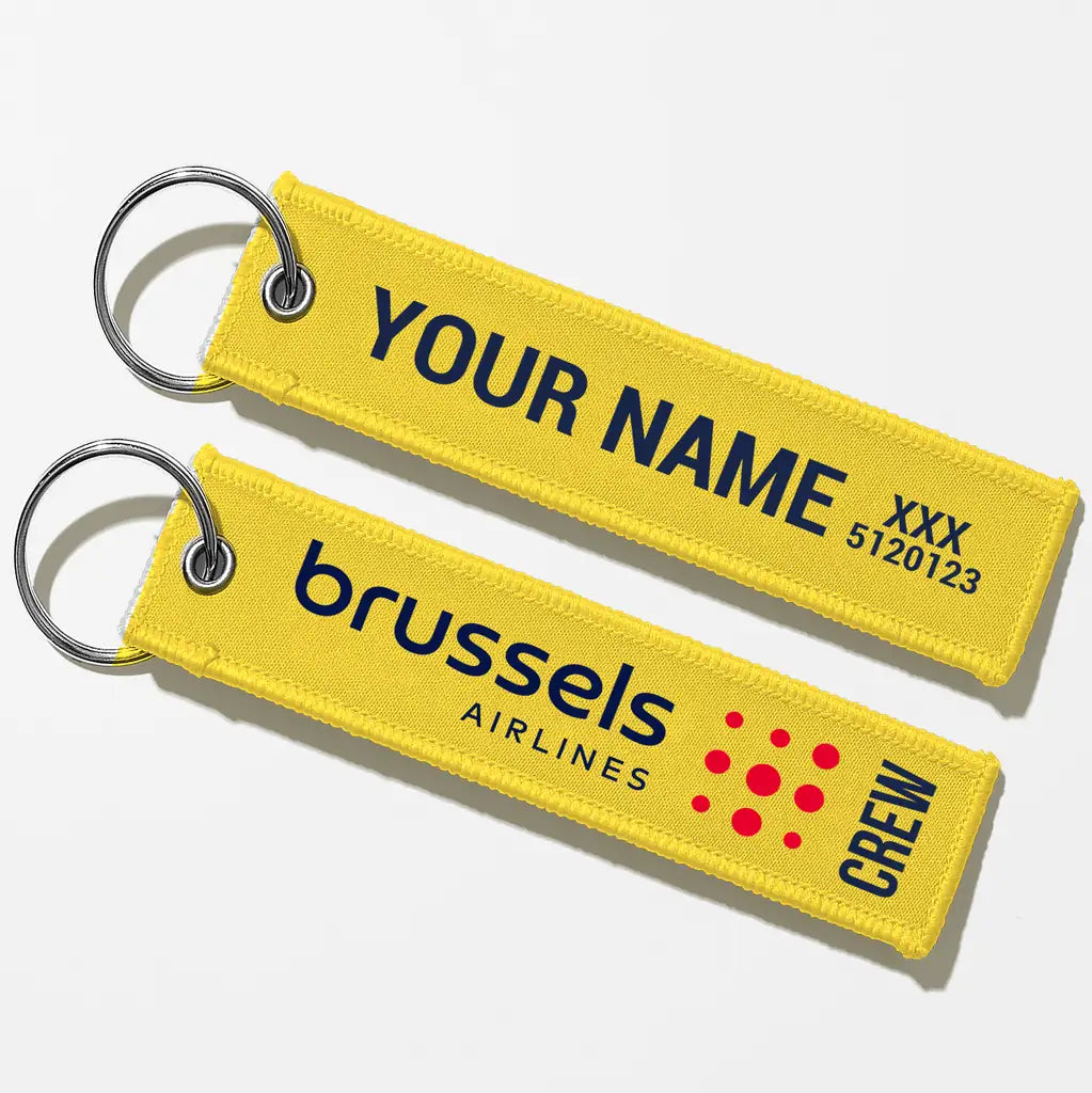 Brussels Airlines Crew & Staff Tag Key Chains - Yellow - Crew + Name
