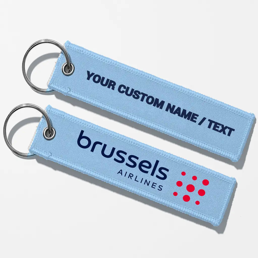 Brussels Airlines Crew & Staff Tag Key Chains - Light Blue - Personalized