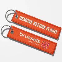 Thumbnail for Brussels Airlines Crew & Staff Tag Key Chains - Orange - Remove Before Flight