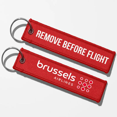 Brussels Airlines Crew & Staff Tag Key Chains - Red - Remove Before Flight