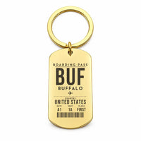 Thumbnail for Buffalo Niagara International Airport BUF - Key Chain - Boarding Pass Style - Gold