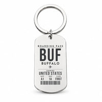 Thumbnail for Buffalo Niagara International Airport BUF - Key Chain - Boarding Pass Style - Silver