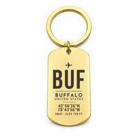 Thumbnail for Buffalo Niagara International Airport BUF - Key Chain - Original Design - Gold