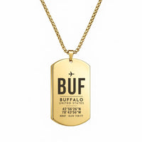 Thumbnail for Buffalo Niagara International Airport BUF - Necklace - Original Design - Gold