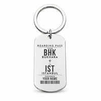 Thumbnail for Bukhara International Airport BHK - Key Chain - Customizable Boarding Pass - Silver