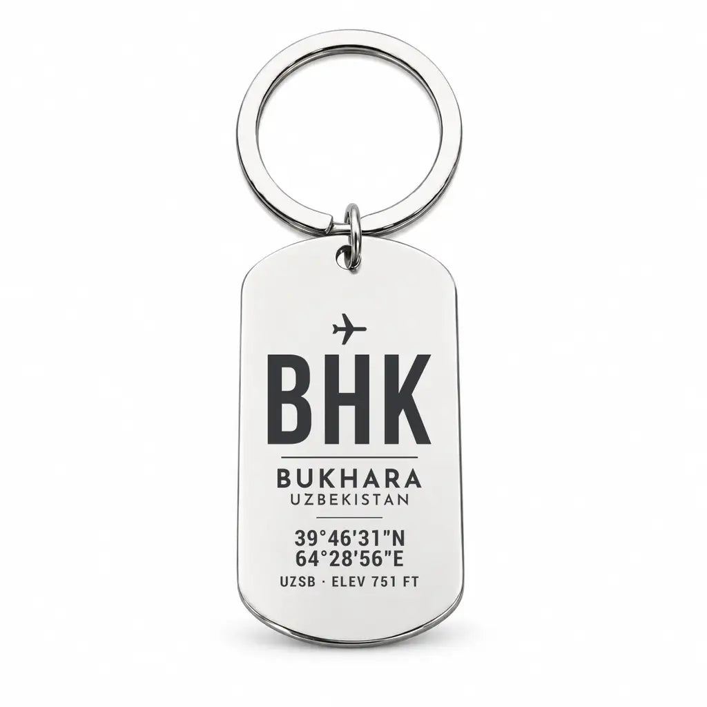 Bukhara International Airport BHK - Key Chain - Original Design - Silver