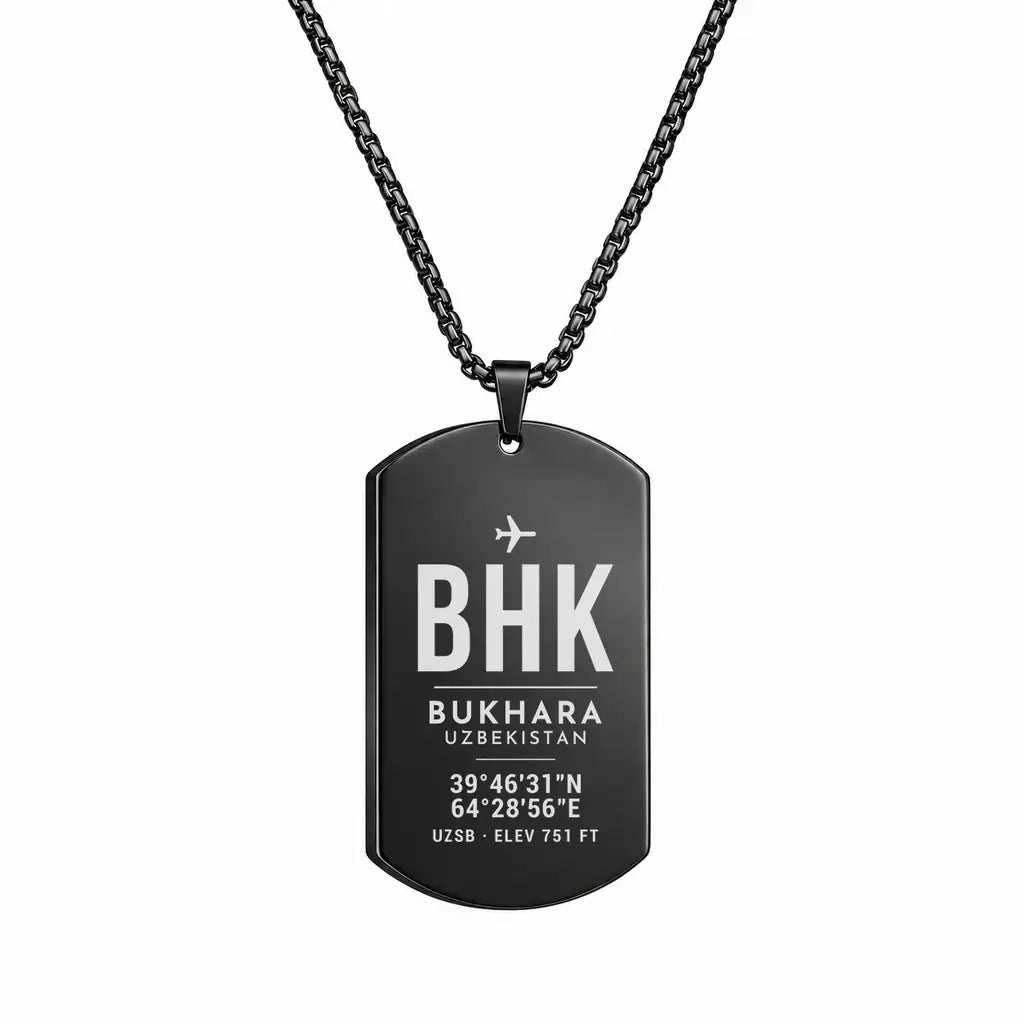 Bukhara International Airport BHK - Necklace - Original Design - Black