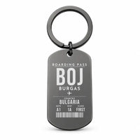 Thumbnail for Burgas Airport BOJ - Key Chain - Boarding Pass Style - Black