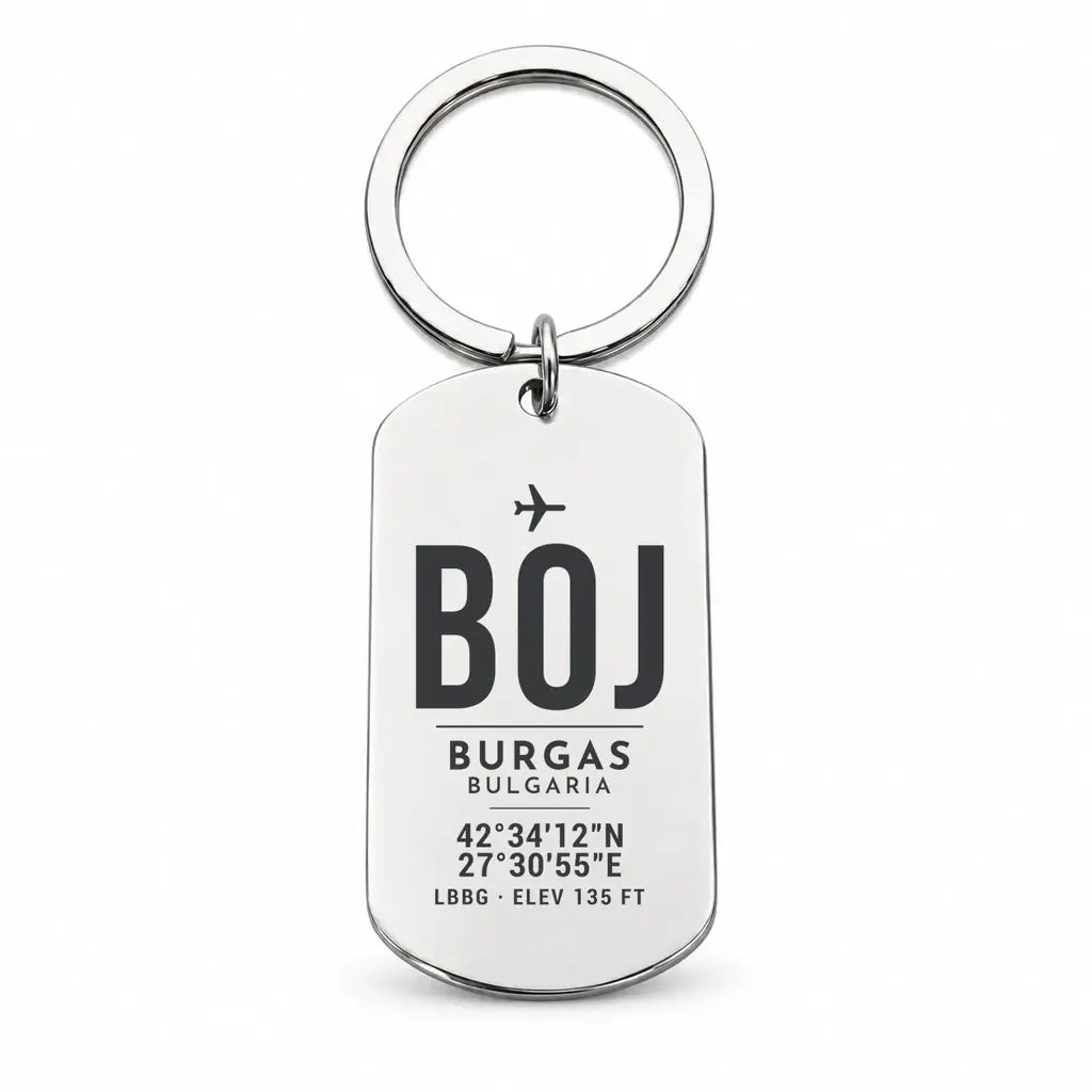 Burgas Airport BOJ - Key Chain - Original Design - Silver