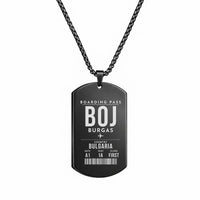 Thumbnail for Burgas Airport BOJ - Necklace - Boarding Pass Style - Black