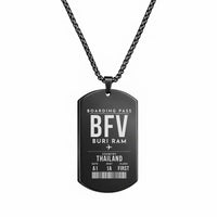 Thumbnail for Buri Ram Airport BFV - Necklace - Boarding Pass Style - Black