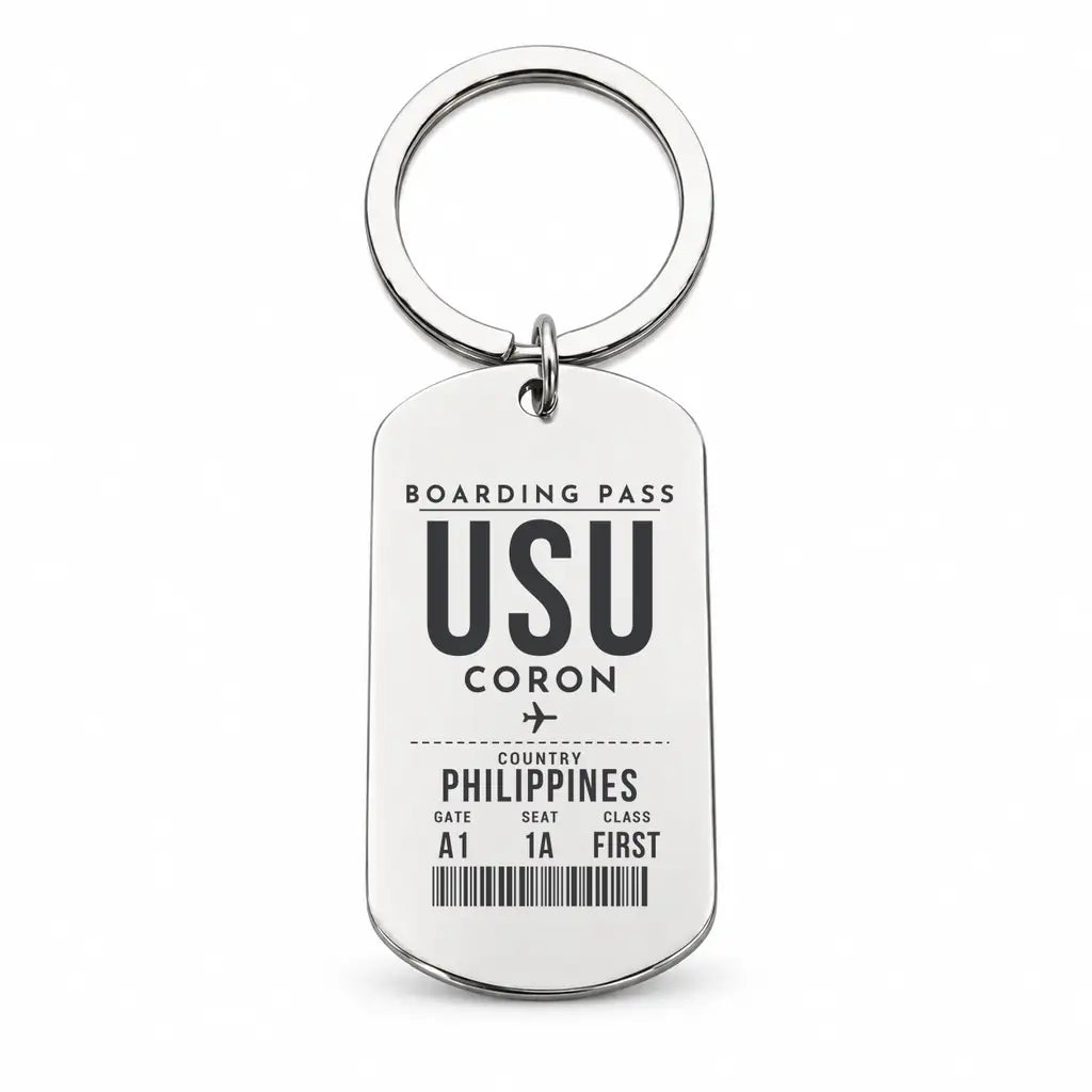 Busuanga Airport USU - Key Chain - Boarding Pass Style - Silver