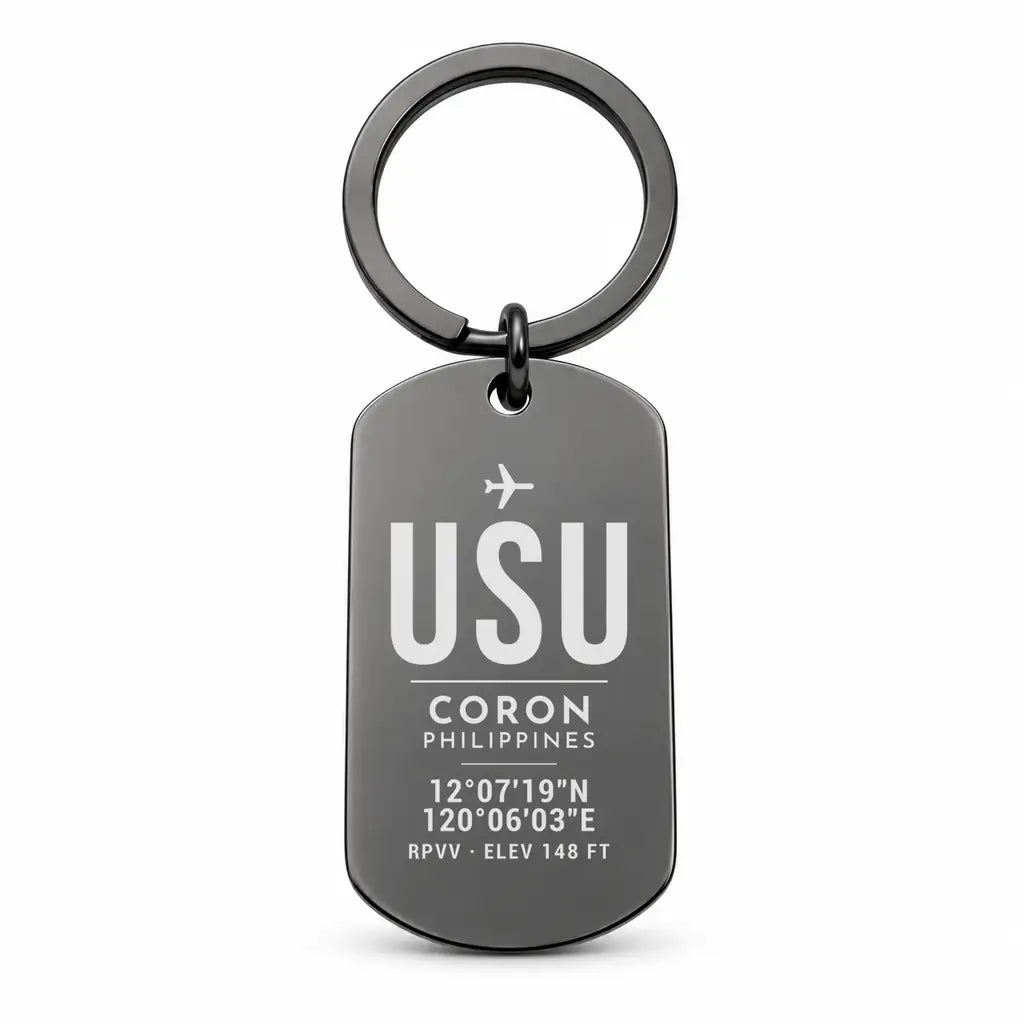 Busuanga Airport USU - Key Chain - Original Design - Black